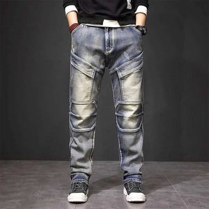 Jeans masculin 2024 printemps / été nouvelles tendances de mode rétro multi-poche.