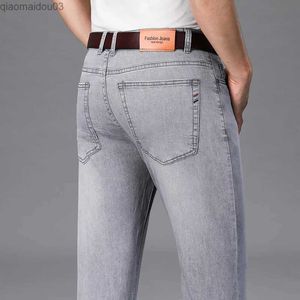 Heren jeans 2024 lente/zomer nieuwe herenjeans rechte been losse casual comfortabele elastische broek jeugd klassieke jeansl2404