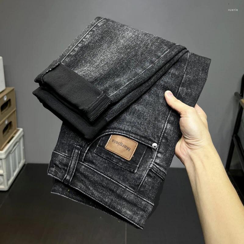 Heren jeans 2024 lente taps toelopen losgelaten high-end high-end all-match eenvoudige slanke zwart grijs lange broek