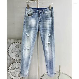 Jeans pour hommes 2024 Mode droite Mode classique Skulls Modèle Blue Denim Pantalon High Casual pour