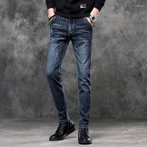 Heren jeans 2024 rechte slanke high street casual veelzijdige magere stretch Koreaanse mode streetwear kleding