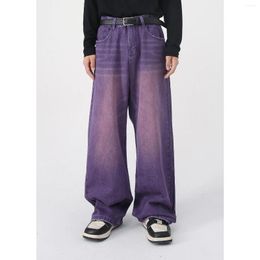 Jeans pour hommes 2024 Street Purple pour hommes femmes rétro large jambe denim pantalon lâche lavé Y2K droit noir rose vert