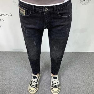 Jeans pour hommes 2024 Style Noir Casual Stretch Denim Crayon Pantalon High Street Slim Fit Hip Hop Streetwear Pantalon Homme