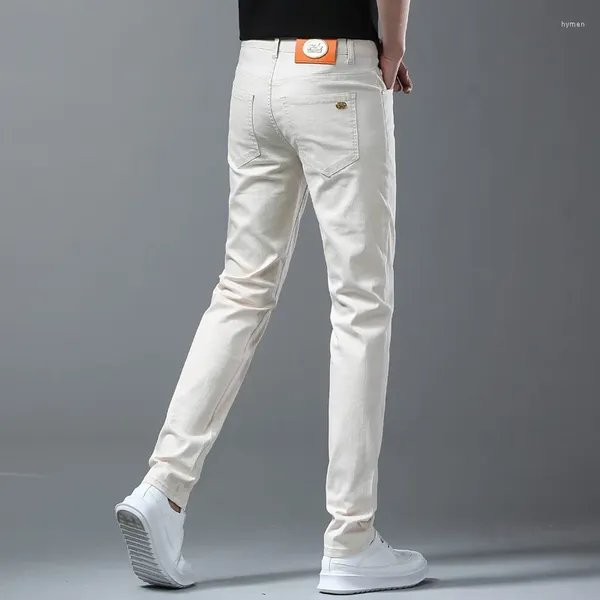 Jeans pour hommes 2024 Style Blanc Été Haut de gamme Ripped élastique à la cheville à la mode Casual Pantalon à la mode Biker