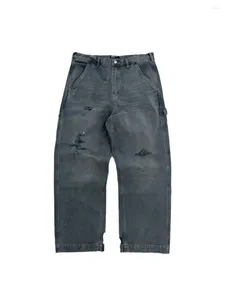 Jeans masculinos 2024 Agujeros de metal de primavera de verano Pantalones de mezquín de leñadores viejos Bandos de mezclilla de lujo Marca de lujo de alta calidad