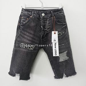 Jeans masculin 2024 Summer Street Purple Brand Brand American Loose Ripped Irregular Denim Shorts