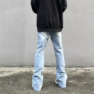 Men S Jeans 2024 Y2k mode fermeture éclair rétro lavé Baggy Flare pantalon hommes Streetwear Hip Hop jambe large droit Denim pantalon Ropa Hombre 231009 Winter01 516