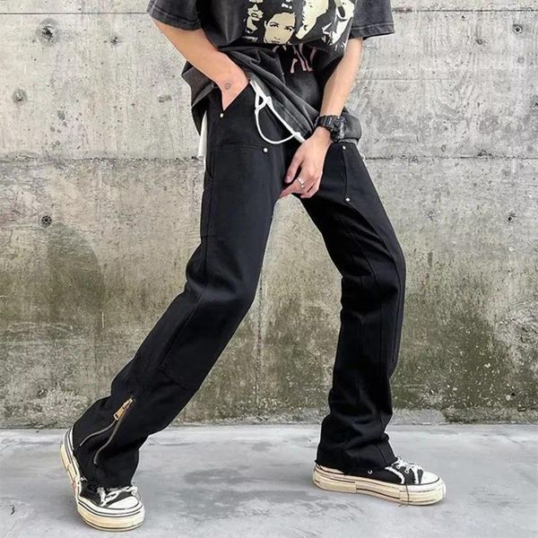 Jeans pour hommes 2024 Y2K Streetwear Ankle Zipper Black Baggy Cargo Pantalon pour hommes Vêtements Femmes droites Casual Pantalon long Ropa Hombre