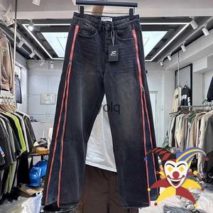 Jeans pour hommes 2024ss Washed Vintage Stripe Yellow Jeans Pantalons pour hommes Femmes Pantalonsyolq