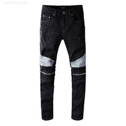 Jeans para hombre 20ss Diseñador para hombre Apenado Ripped Biker Slim Fit Motocicleta Denim para hombre Moda de calidad superior Jean Mans Pantalones Pour Hommes # 649m9h0