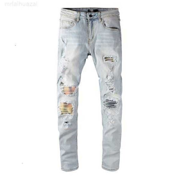 Bizeron en détresse en jean pour hommes de Biker Slip Slip Fit Denim pour les hommes de Fashion de Top Quality