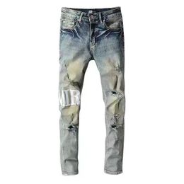 Jeans pour hommes 23ss Jeans de créateur Jean Designer imprimé trous bleus patchs pantalons pour hommes minces portés à l'extérieur des jeans