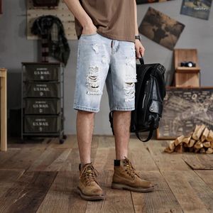 Herenjeans 28-48 large size shorts gescheurd zomer losse trendy retro straatmode en knappe casual oversized bijgesneden broek