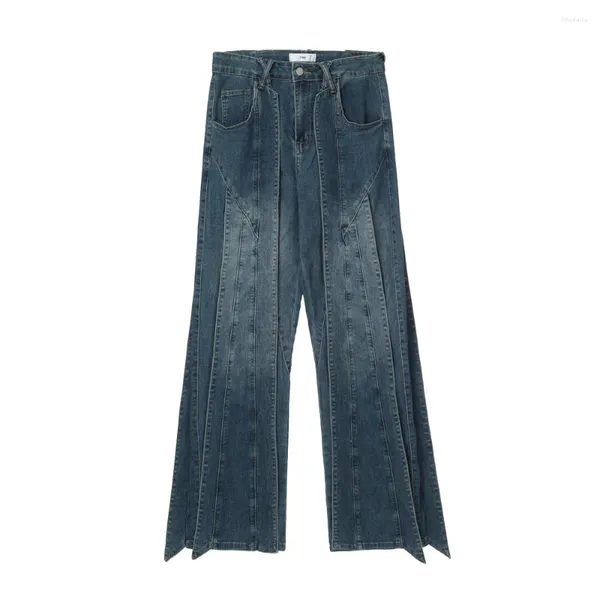 Jeans pour hommes 3D Splicing Coupe Flash Designer Denim Hommes Femmes Poche en forme spéciale Pantalon à jambe large Personnalité Pantalon de nettoyage en vrac