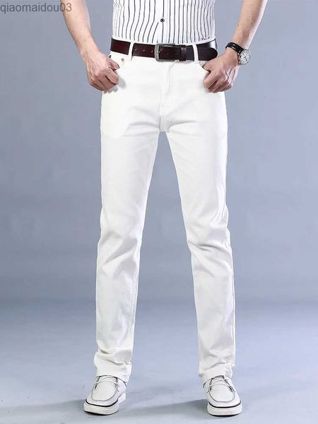 Jeans masculin 4 couleurs automne classique masque ultra-mince jean blanc affaires de coton décontracté extension khaki pantalon denim vin