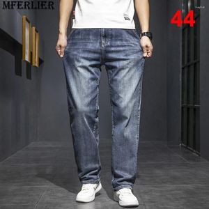 Heren jeans 44 plus size heren denim broek casual mode solide kleur mannelijke grote rechte broeken
