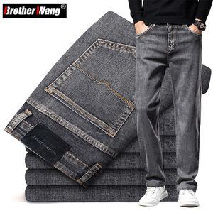 Jeans pour hommes 6 couleurs Automne Hommes Gris Jeans à jambe droite Affaires Casual Coton Stretch Denim Pantalon Homme Marque Vêtements Plus La Taille 40 42 44 230301