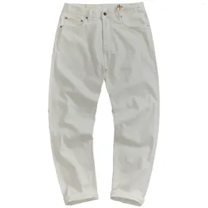 Jeans para hombres 97% de algodón estirado de mezclilla blanca para hombres Pantalones rectos de fit recto de color rojo de alta calidad.