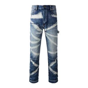 Jeans masculin A1327 modèle de bûcheron lavé et blanchi pantalon de travail vintage jean épissé multi-bouche pantalon décontracté pour hommes pratiques 240423