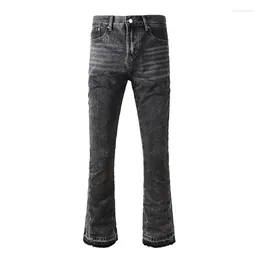 Jeans masculins A9305 2024 MENS MENSE GREN ET NOIR PATCHWORM MULTI-POCKING STREET