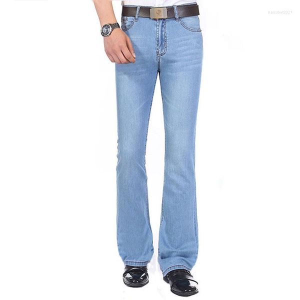 Jeans pour hommes ABOORUN Flared Men Slim Wide Leg Blue Casual Boot Cut Denim Pantalon Flare R3509