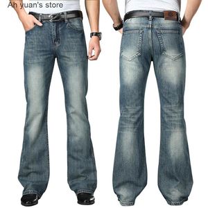 Heren jeans ah yuan 2023 grote wijd uitlopende mannen laars gesneden broek hoge taille comfortabele ontwerper klassieke losse blauwe broek maat 28 - 40Men's