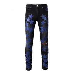 High Street Skim Deep Blue Star Trendy High Craft elastische slim fit High Street jeans #890 230320