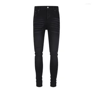 Jeans para hombres AM Streetwear Denim Casual Stretch Algodón Ajuste regular Pantalones largos negros Moda Pantalón recto recto