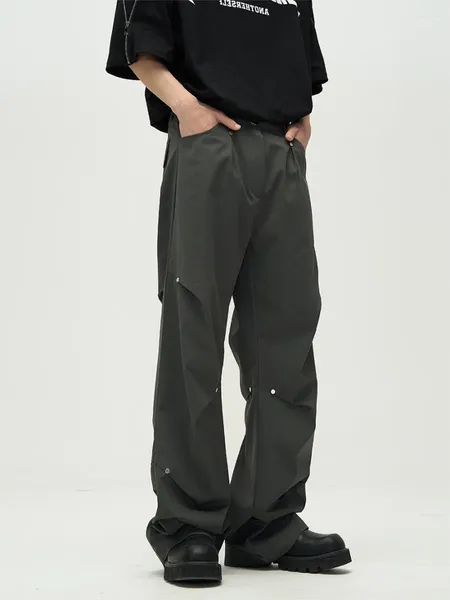 Jeans pour hommes américains haut de gamme Niche Design pantalon plissé décontracté étiquette de mode High Street Ruffian beau couple tendance