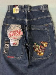 Jeans masculin American JNCO Modèle brodé Hommes Femmes Y2K Street Hip Hop Fashion Straight-Laig Pantalon Unisexe