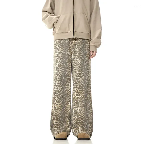 Jeans pour hommes American Leopard Pattern Femmes Vintage Y2K 11KN Baggy High Street Hip-Hop Lâche Large Jambe Hommes Pantalons Unisexes Pantalons