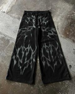 Jeans masculin American Lightning Print Black Jeans pour hommes y2k harajuku style pantalon de jambe large pour hommes Personnalité baggy pantl2403