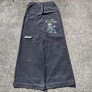 Jeans pour hommes Américain Rétro Gothique JNCO Alien Lettre Imprimer Hip Hop Harajuku Lâche Casual Jambe Droite Pantalon Large Style Couple