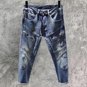 Jeans pour hommes American Retro Moto Haut de gamme Pantalon conique droit Locomotive Hommes Mode Patchwork Workwear