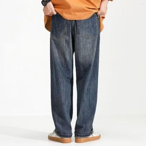 Jeans pour hommes rétro américain lavé droit automne et hiver confortable ample grande taille pantalons longs décontractés à jambes larges