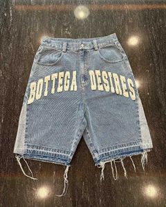 Jeans masculin American Street Homestay Retro Denim Shorts avec lettre de broderie surdimensionnée pour hommes y2k