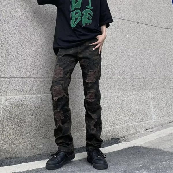 Jeans pour hommes Style américain High Camouflage Stretch Strech Slim Fit en automne et en hiver Streetwear 2024 Joggers Vintage Pantalon