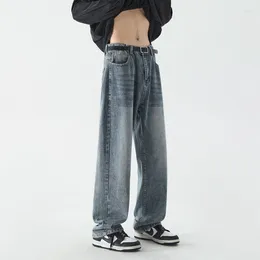 Jeans pour hommes Style américain High Street 2023 Wear White Denim Men Straight Loose-fitting Vintage Dragging Pants