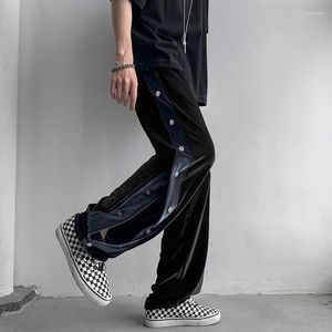 Jeans para hombres Pantalones de estilo americano High Street Ins Marca de moda Colgante Baloncesto Overaize Velvet Breasted Casual