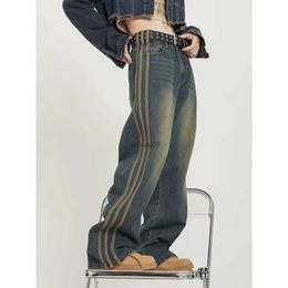 Jeans para hombres Estilo americano Wash Retro Wave Vintage Jeans de moda de moda Micro Micro Cuerno Pantalones de cintura alta Gótica Stylel2403