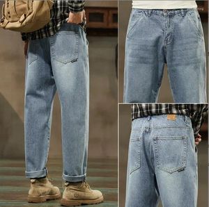 Jeans pour hommes Style américain à la mode jambe droite lâche sarouel automne hiver épaissir