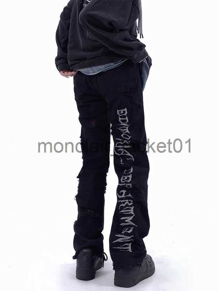 Jeans pour hommes Style américain Vibe Pantalon High Street Marque de mode Jiangsu Zhejiang Shanghai Wear Yabi Windbreak Hole Jeans Slim Fit Slim J231011