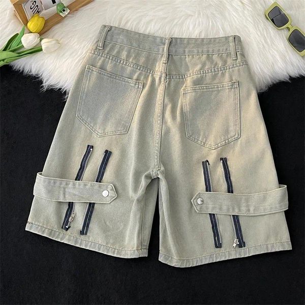 Jeans pour hommes Style américain Short en denim jaune Été High Street Casual Ruffian Beau pantalon ample à cinq points Vêtements masculins