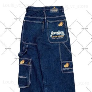 Jeans pour hommes Pantalon de marque à la mode américaine avec lettre brodée Jeans surdimensionnés hommes Y2K rétro Harajuku pantalon droit à jambes larges femmes T231118