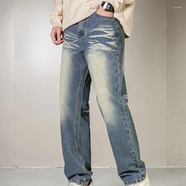 Jeans pour hommes American Vintage Denim Trendy Loose Straight Leg Pantalon Marque Classique Polyvalent Casual Long Grande Taille