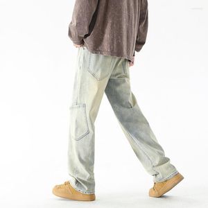 Jeans pour hommes American Yellow Clay Dyeed Stretch Pantalon long à poche latérale droite pour hommes pour le printemps et l'été
