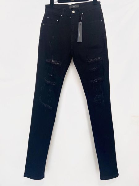 Jeans pour hommes AMR Black Diamonds Hommes Femmes Détruit Denim Pantalon HipHop Streetwear Ripped Skinny JeansMen's