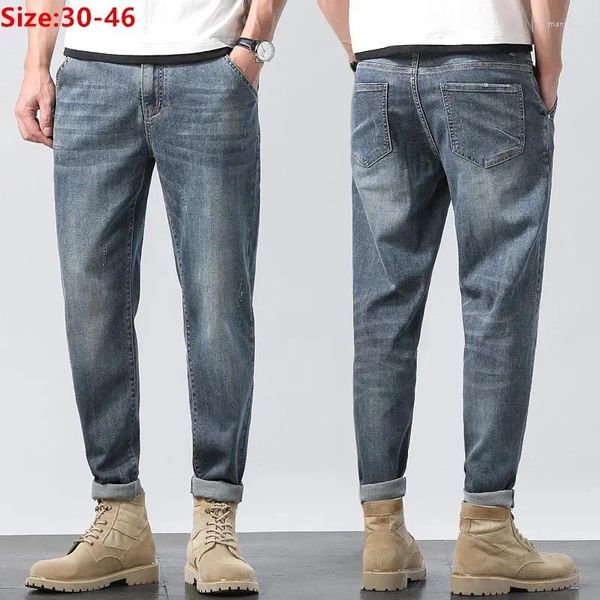 Jeans pour hommes longueur cheville pantalon crayon homme sarouel printemps automne mode plus taille 42 44 46 taglia grande denim cowboy pantalon élastique