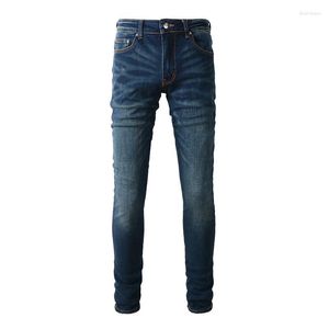 Jeans Homme Arrivée Distressed Dark Blue Streetwear Slim Fit High Sstreet Ripped Skinny Stretch Pour Homme