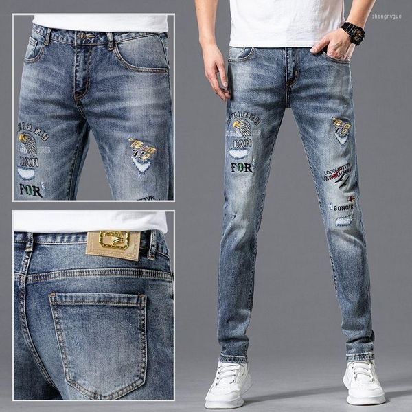 Jeans pour hommes arrivée été pour hommes avec Style classique Design moderne Streetwear décontracté en détresse brodé Cowboy pantalon pour hommes